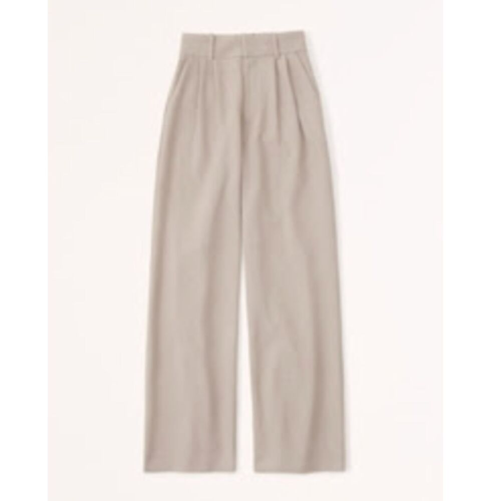 Abercrombie & Fitch Tailored Wide Leg Pants - Taupe